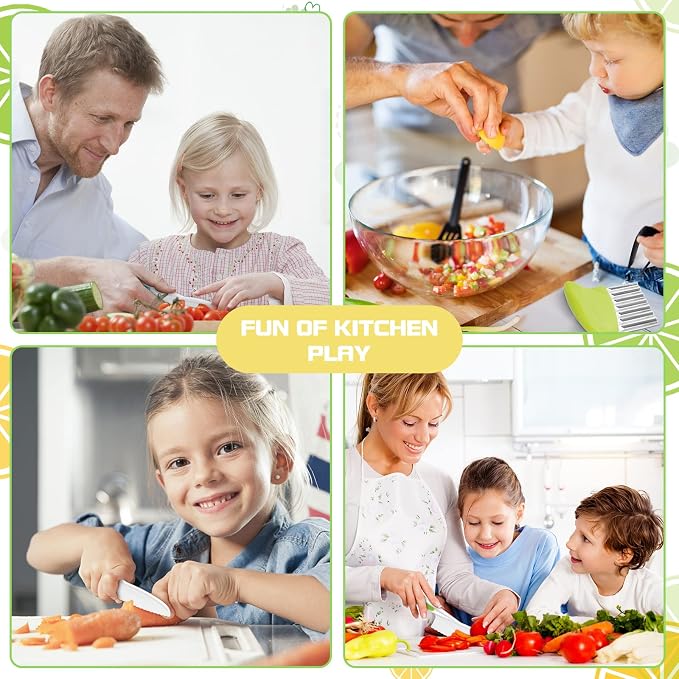 Suhctuptx Kids Kitchen Knives, Nylon Toddler Knife Set with Crinkle Cutter, Kid Safe Knife for Real Cooking, Toddlers Friendly Knifes for Kitchen Cooking & Cutting Bread Vegetable Fruit Cake - Image 3