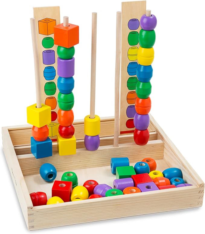 Melissa & Doug Bead Sequencing Set with 46 Wooden Beads and 5 Double-Sided Pattern Boards - Image 4