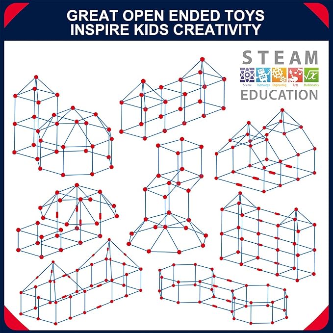 OleFun Fort Building Kit for Kids 4,5,6,7,8+Year Old Boys & Girls, 140 pcs, Creative STEM Building Toys for DIY Castles, Tunnels, Play Tent, Ideal Gift for Aged 5-8 - Image 7