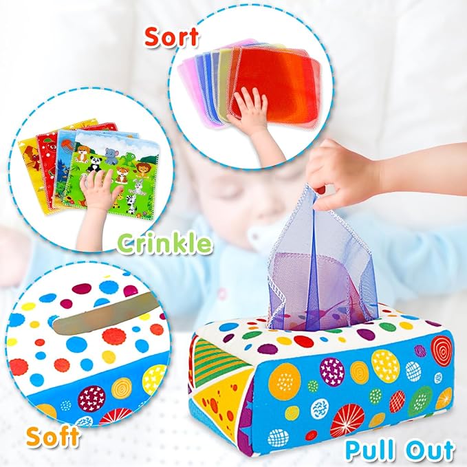 Baby Toys 6-12 Months: Baby Tissue Box 6 Month Old Montessori Toy - Image 4