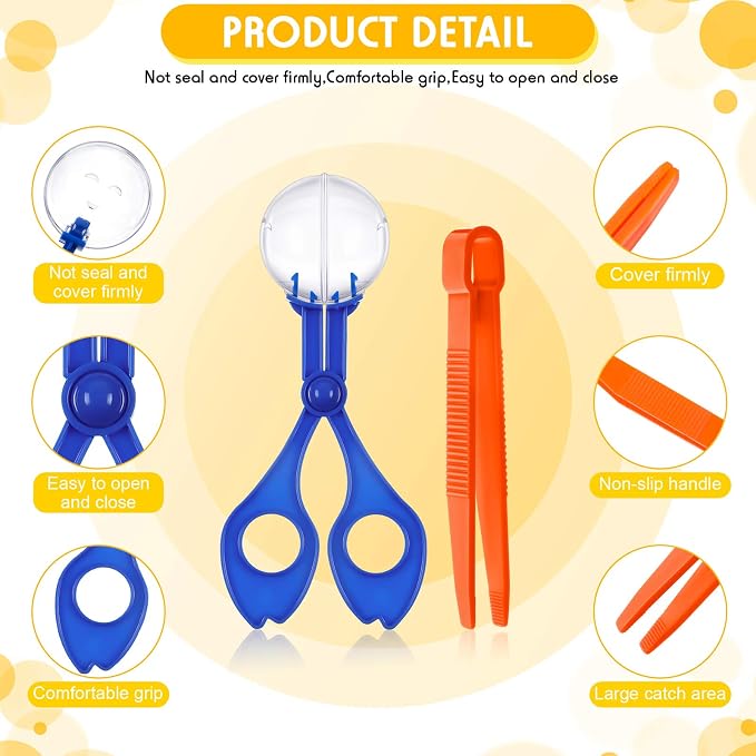 Mudder 12 Pcs Sensory Bin Tools, 6 Bug Catching Tweezers & 6 Scoopers, Hands Fine Motor Tool Set, Fine Motor Skills Toys Backyard Explorer Outdoor Tool Nature Exploration Observation - Image 3