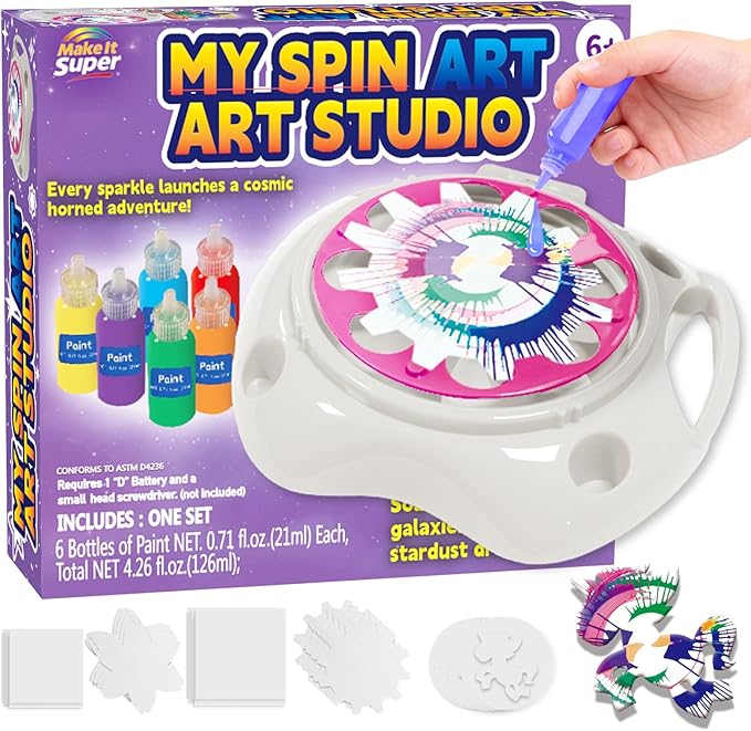 Make It Super Paint Spin Art Machine for Kids, Arts & Crafts Spinner Toy Kit, Birthday & Christmas Gift for Boys & Girls Ages 6-12 Year Old