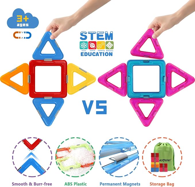 Upgraded Magnetic Blocks Tough Tiles STEM Toys for 3+ Year Old Boys & Girls - Image 4