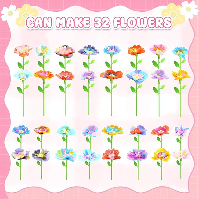 beefunni Flower Bouquet Craft Kit, Valentines Day Gifts for Kids, DIY Crafts Toys for Kids Ages 4-8, Educational Flower-Making Toy for Toddler, Birthday Gift for 4 5 6 7 8+ Year Old Girls and Boys