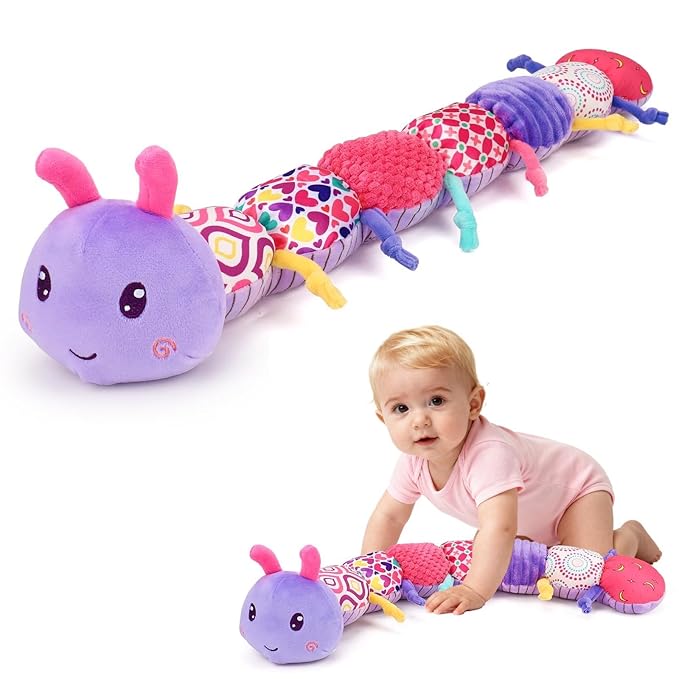 Baby Girl Toys 0-3-6 Months Musical Stuffed Animals Plush Caterpillar Toy with Crinkle Rattles Tummy Time Sensory Learning Toys for Infants 6-9-12 Months Newborn Girls Boys Shower Gifts