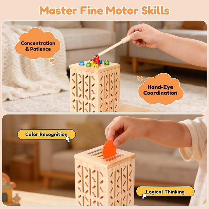 Wooden Montessori Toys for Sorting & Fine Motor Skills, Ages 3-6 - Image 5