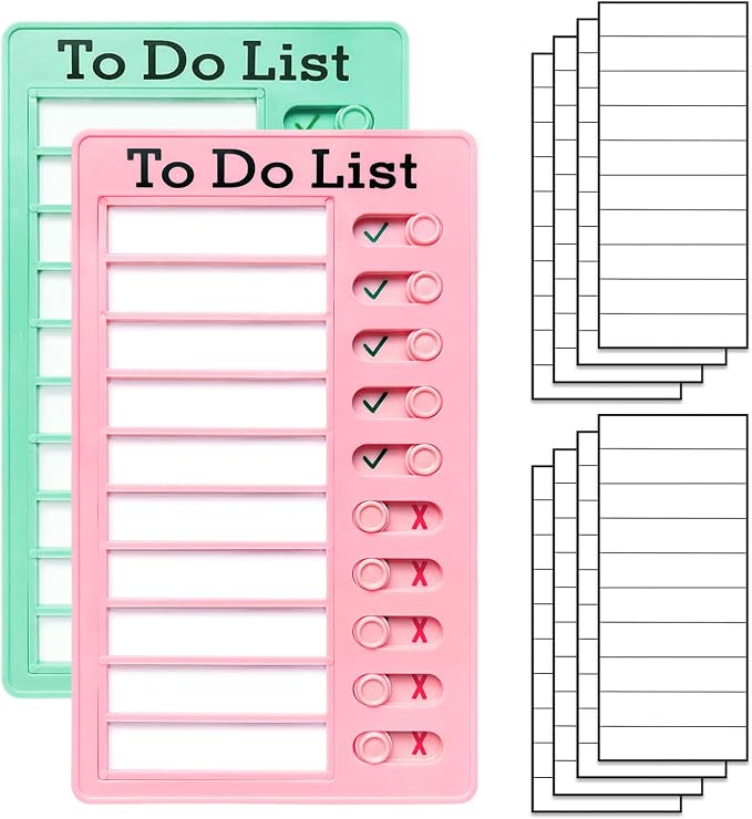 2 Pieces Chores Chart for Kids-Visual Schedule, Plastic Checklist Board, Detachable to Do List Whiteboard, Portable Routine Chart (pinkgreen) by Tsytyst