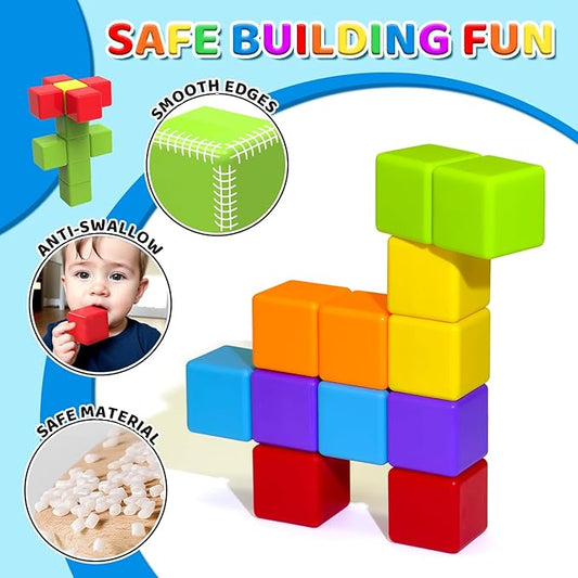 Magnetic Building Blocks Large, 1.65 inch Stacking Cubes for Toddlers - Image 2