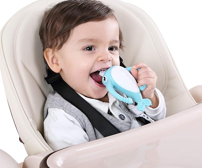 Smily Mia Narwhal Silicone Baby Teething Toys for 3-6 6-12 Months, Teething Relief Toys, Food Grade Silicone Teether Baby Toys, Sensory Toys for Teething Babies, Baby Essential, BPA Free, Purple