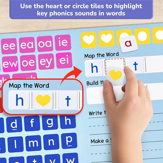 JoyCat 265 Phonics Magnetic Letter Tiles, with 3 Word Building Folder - Image 3