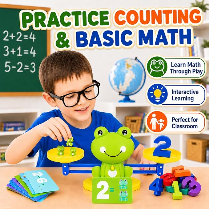 CozyBomB Frog Scale Balance Counting Toy - Preschool Math Learning Games - Image 4
