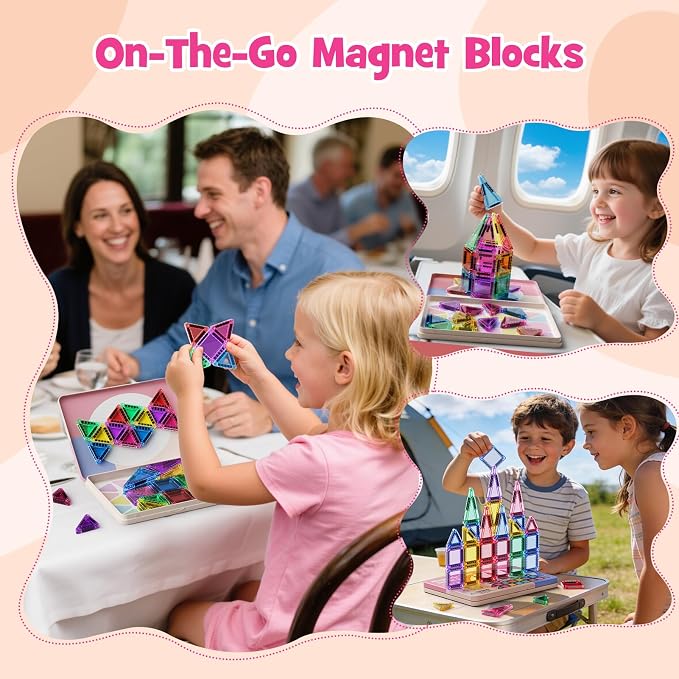 WMDXU Travel Magnetic Tiles Set : 42PCS Travel Set with Iron Box for Girls - Image 2