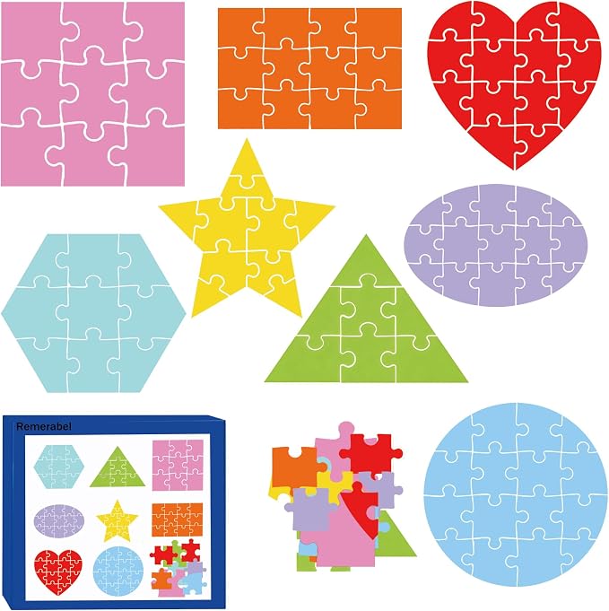 8 Set Geometric Shape Puzzle Color-Coding Math Cards Multi-Shaped Recognition Learning Tools Pattern Matching Sorting Challenges Crad of Elderly Cognitive Exercise Activities by Remerabel
