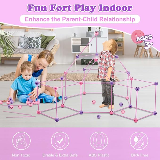 Kids Fort Building Kit 120 Pieces Construction STEM Toys for 5 6 7 8 9 10 11 12 Years Old Boys and Girls Ultimate Forts Builder Gift Build DIY Educational Learning Toy for Indoor Outdoor - Image 4