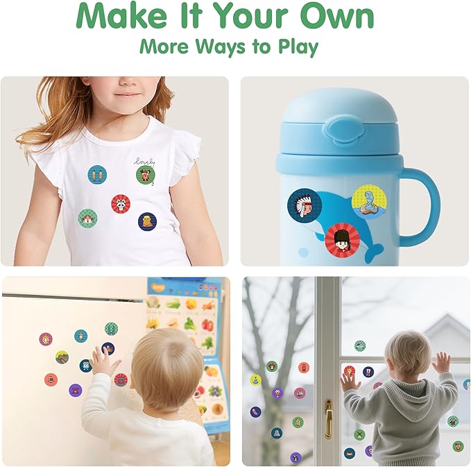 iPlay, iLearn Kids Lady Libert Sticker Stamp Activity Set - 400+ Stickers 18-Page Activity Book, Toddler Creative Mess-Free Educational Travel Toy, Birthday Stocking Gift 3 4 5 6 Year Old Girl Boy