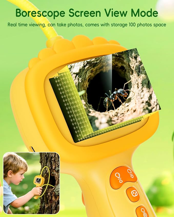 Borescope Snake Camera with Light for Kids, Outdoor Educational STEM Toys, Science Gifts for 5 Year Old Boy, Camping Nature Activities, Best Birthday Gift for Boys, Girls Ages 4,5,6,7,8,9,10(Orange) - Image 5