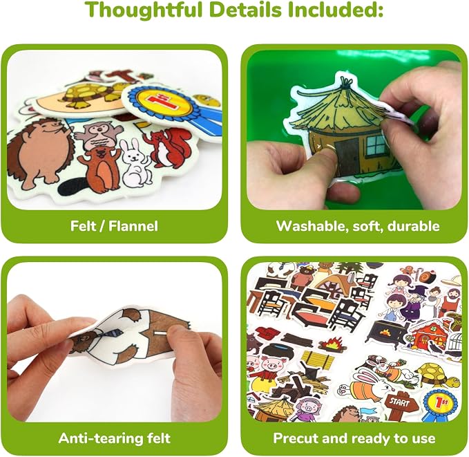 CHEFAN Felt Board Story Set, Flannel Board Stories for Toddlers Preschool, Three Little Pigs, Goldilocks and Three Bears, Hansel and Gretel, The Hare and Tortoise - Image 4