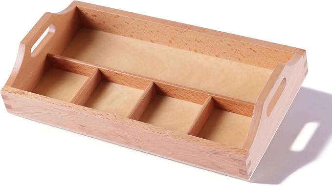 Montessori Preschool Toys for Kids 3+ - Practical Life Skills Set with Wooden Tools, Dressing Frames & Cleaning Kit - Educational Learning Materials for Toddlers (4 Compartment Sorting Tray) - Image 2
