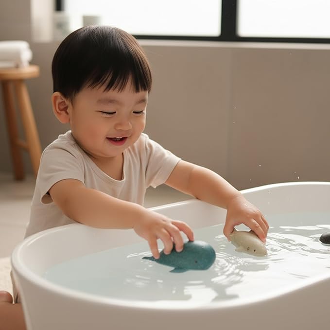 PlanToys Wooden 4 Animal Sea Life Ocean Animal Playset (6129) | Sustainably Made from Rubberwood and Non-Toxic Paints and Dyes | Eco-Friendly PlanWood