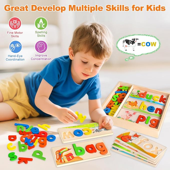 Learning Toys for 3 Year Old, Alphabet Puzzle Spelling Games Preschool - Image 3