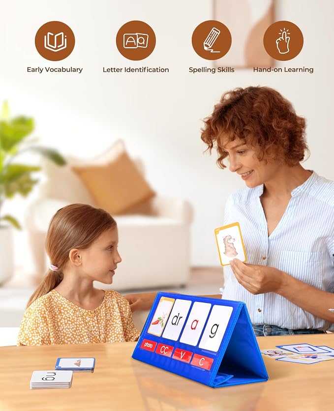Gamenote CVCC & CCVC Word Builder Pocket Chart, Phonics & Sight Words - Image 5