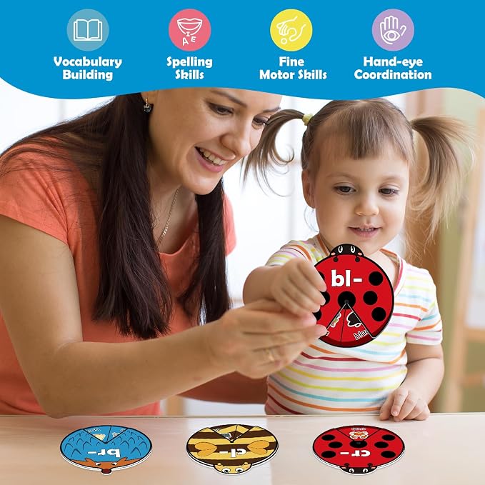 Kasfalci Blends & Digraphs Cards, Phonics Games,Speech Therapy Toys for Toddlers Kids,Learn to Read, Spelling Reading Learning Sight Words Games,Kindergarten Preschool Learning Activities Educational - Image 4
