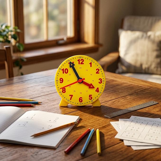 25 Pcs Teaching Clock Kit for Kids to Tell Time Teaching, Teacher Classroom Supplies, 4 Inch Yellow Mini Geared Clock, Basic Math Development Tool - Image 7