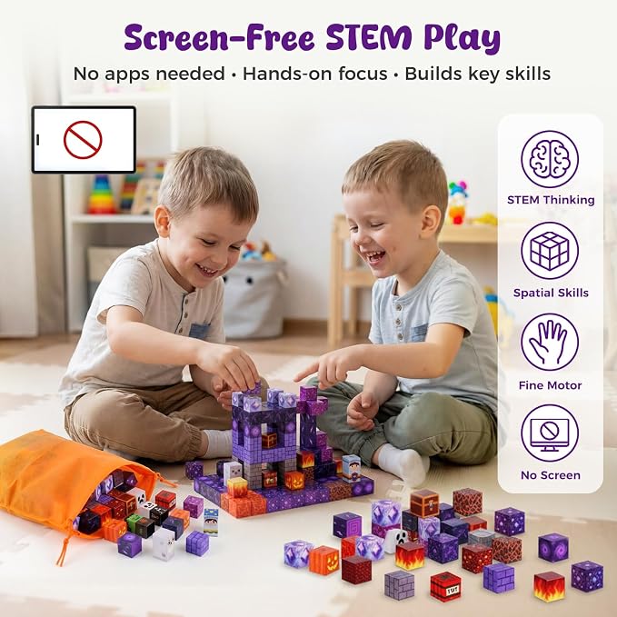 3 otters 150PCS Magnetic Building Blocks, with a Storage Bag, Portal - Image 5