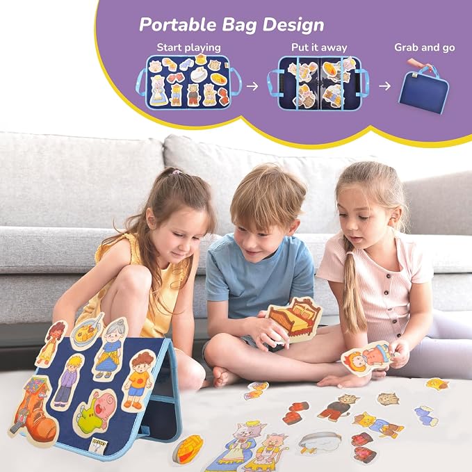 CHEFAN Felt/Flannel Board Story Set, PRECUT Felt Pieces for Preschool Toddlers Circle Time,Three Little Kittens,Old Woman Who Lived in Shoe,Little Miss Muffet,Jack and Jill - Image 6