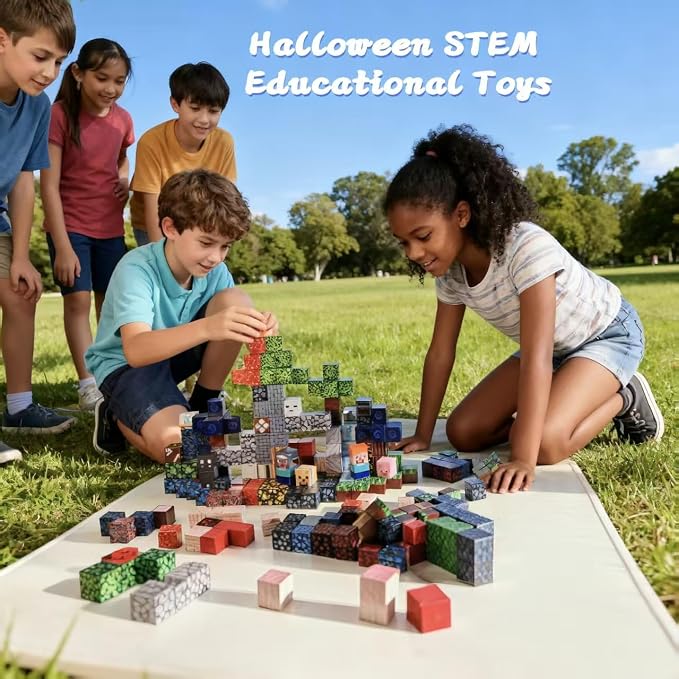 200PCS Magnetic Tiles Construction Building Blocks Fantasy Adventure Set with Volcano & Cave, STEM Educational Sensory Toys for Kids Ages 3-12, Learning Toys Gift for Boys Girls - Image 3