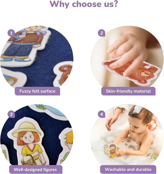 CHEFAN Felt/Flannel Board Story Set of 4, PRECUT Felt Pieces for Preschool Toddlers Circle Time,We are Going On A Bear Hunt, Mary Had A Little Lamb, Little Bo-Peep, Little Boy Blue - Image 3