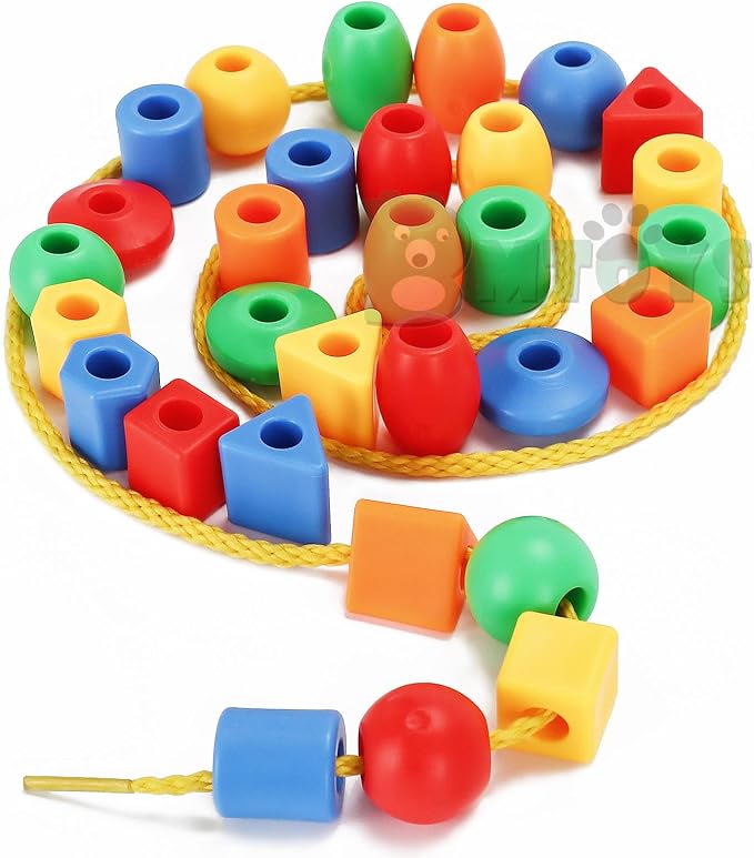 BMTOYS Lacing Beads for Kids - 70pcs Threading Beads Occupational Therapy Toys for Kids Fine Motor Skills Developmental Activity OT Toys - Image 5