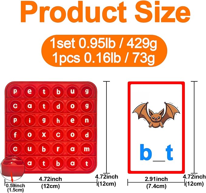 CVC Word Spelling Game for Kids, 48 Flash Cards and 4 Pop Boards - Image 3