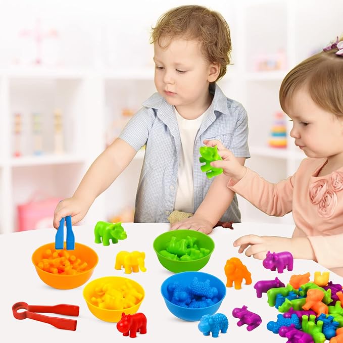 GKDOMS Counting Animals Toy Matching Game with Sorting Bowls Preschool Learning Activities Montessori Sensory Toy for Math Color Sorting, Party Favors Birthday Gifts for Toddlers - Image 7