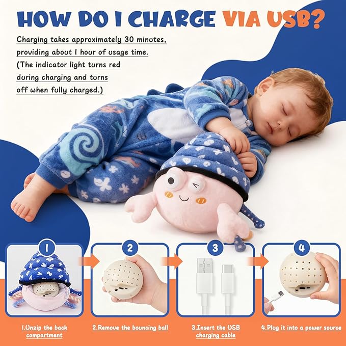 Music Crawling Hermit Crab Baby Toy 6-12 Months,Montessori Toys for 1 Year Old+,Infant Stuffed Animal Toy with Tummy Time Toy & Floor Play,Dancing & Talking Soft Plush Toy for Boys and Girls