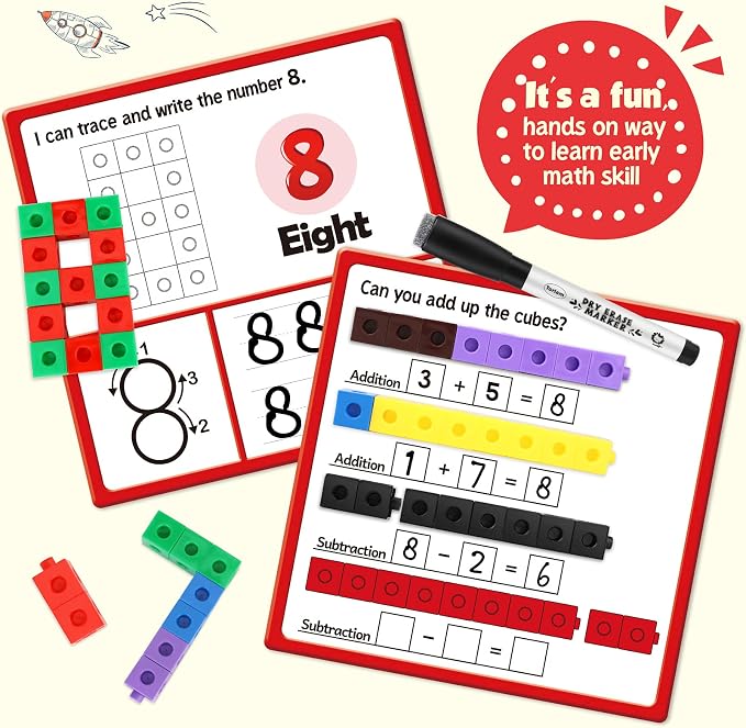 Torlam Math Cubes Math Manipulatives Activity Set, Counting Toys Snap Linking Cube for Kids Kindergarten Learning Activities - Image 2