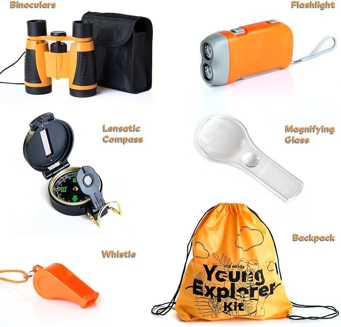 Outdoor Adventure Kit for Kids: Binoculars, Compass, Magnifying Glass & Flashlight. 3-12 Year Old Boys & Girls - Image 2