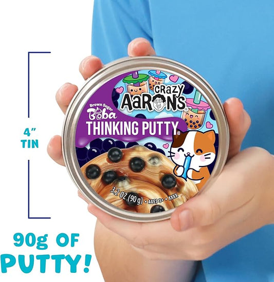 Crazy Aaron's Thinking Putty® - Brown Sugar Boba - Sensory Putty for Kids and Grown ups in a 4" Tin - Creative and Endless Fun, Stress Relief Therapy Toys, Never Dries Out - Made in USA