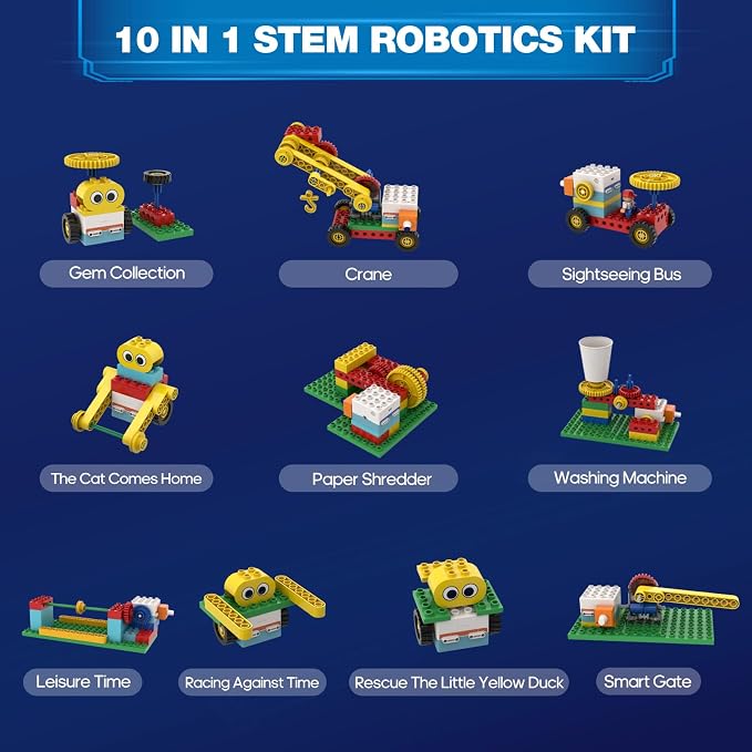 10-in-1 ICBlocks Screen-Free Coding Robot Kit for Kids, 85+ PCS Science Kits, Stem Robotics Building, Educational Coding Projects Gifts for Boys & Girls Ages 3-6 Years - Image 2
