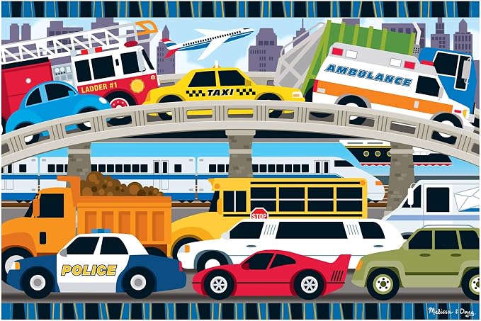 Melissa & Doug Traffic Jam Jumbo Floor Puzzle (24 Pieces, 2 x 3 Feet), Vehicle-Themed Jigsaw Puzzle for Preschoolers and Kids Ages 3+ - FSC Certified by Unknown