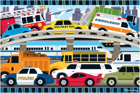 Melissa & Doug Traffic Jam Jumbo Floor Puzzle (24 Pieces, 2 x 3 Feet), Vehicle-Themed Jigsaw Puzzle for Preschoolers and Kids Ages 3+ - FSC Certified by Unknown