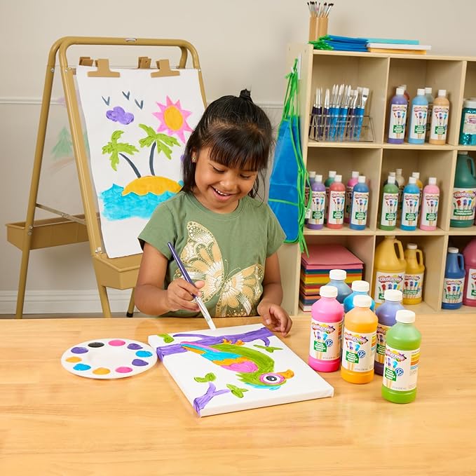 Colorations Paraben-Free Washable Tempera Paint for Kids - 8 Ounce Bottles, Set of 6 Colors, Non-Toxic and Made in the USA