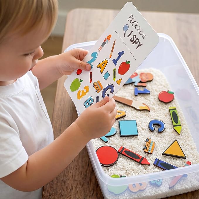 Beeveer 22 Pcs Sensory Bin Fillers for Kids Back to School Sensory Toy Kit Counting Sorting Fine Motor Toys with Simulated Sugar, Bin, Wood Chip and Spoon for Girl Boy Preschool Education Activities - Image 4