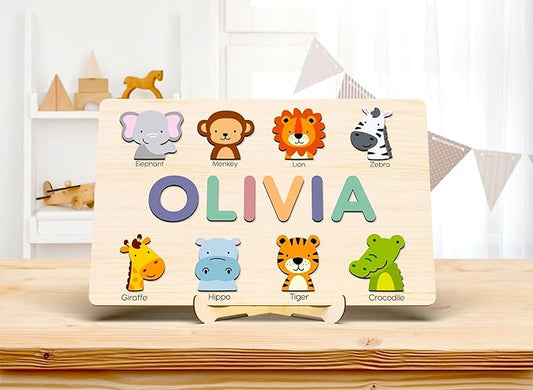 Handmade Wooden Name Puzzle, Personalized Montessori Toy, Unique Gift for Newborn or Baby Shower, Nursery Decor, Kids Birthday