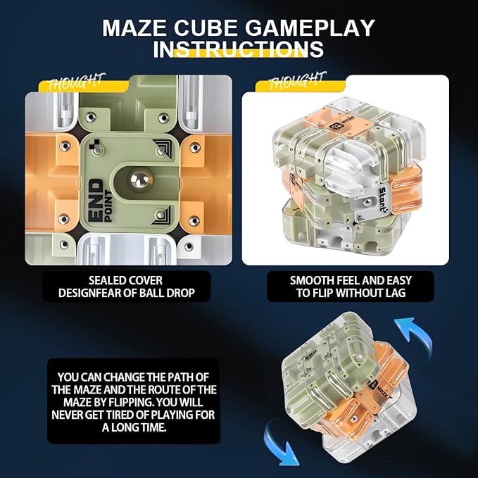 3D Cube Puzzles for Kids - Brain Teaser Puzzles Boys Toys Age 8-10 Educational Learning Toys for Logical Thinking, Puzzle Maze Cube for Grandkids Stocking Stuffers for Kids (Green)
