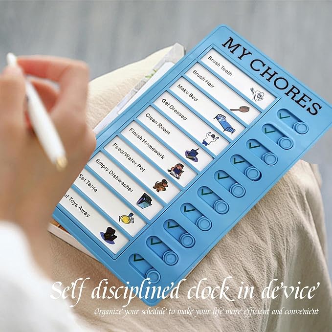 Kids Routine Organizer | Daily Task Board – Sliding Chart with Interchangeable Cards, Visual Schedule for Home, Classroom, RV Travel, Refrigerator Mount Planning Tool, Educational Family Assistant - Image 3