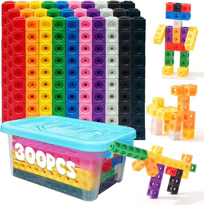 300 Pcs Linking Cubes for Math with Storage Boxes, Kids Counting Blocks for Math STEM Connecting Cubes Math Manipulatives Classroom Learning Supplies for Preschool and Elementary Aged Kids by Unknown