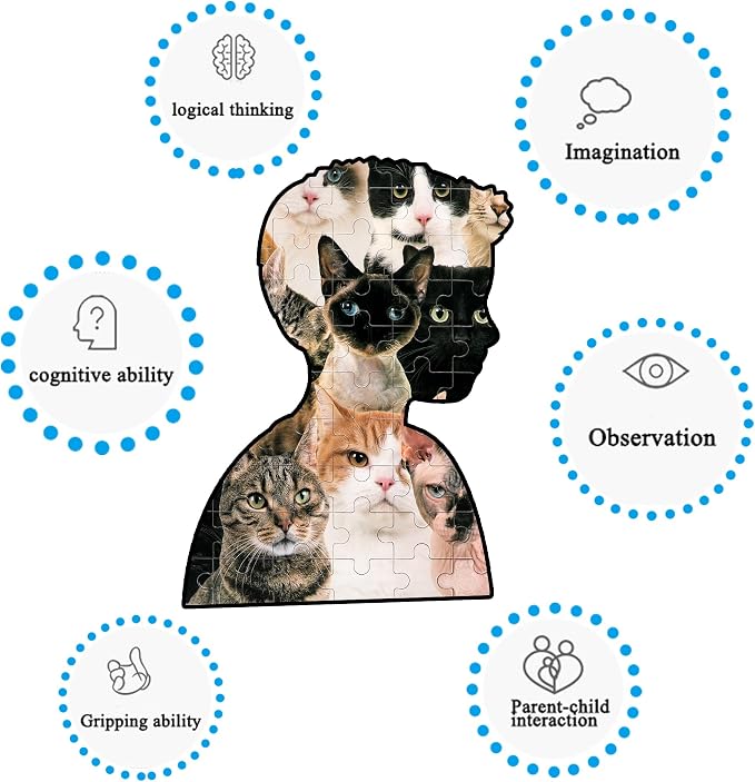 LELEMON 100 Pieces Cute Cats Jigsaw Puzzle for Kids Ages 4-8 Multicolor Cats Puzzles in a Metal Box Children Girls Boys Learning Educational Puzzles Toys - Image 4
