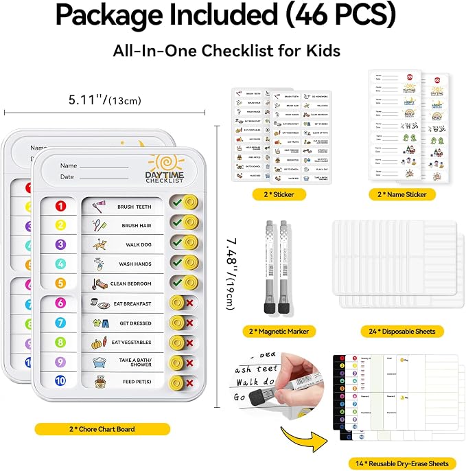 2 Pack Chores Chart for Kids Multiple Kids List Board with Slider - Image 7