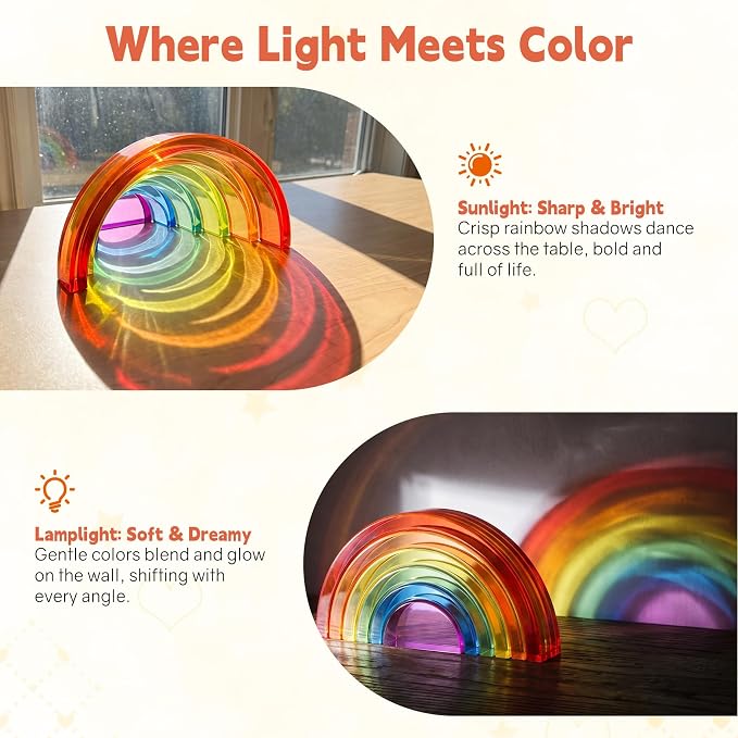 6PCS Acrylic Rainbow Stacker Montessori Sensory Toy for Kids - Image 4